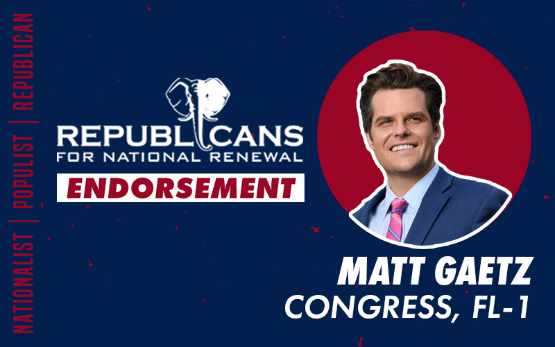 Republicans for National Renewal Endorses Matt Gaetz for Congress