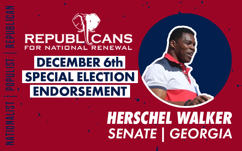 Republicans for National Renewal Endorses Herschel Walker for U.S. Senate